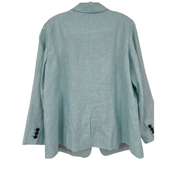 Talbots Plus Womens Blazer jacket size 16W Light Blue Linen New $189 - Picture 4 of 7